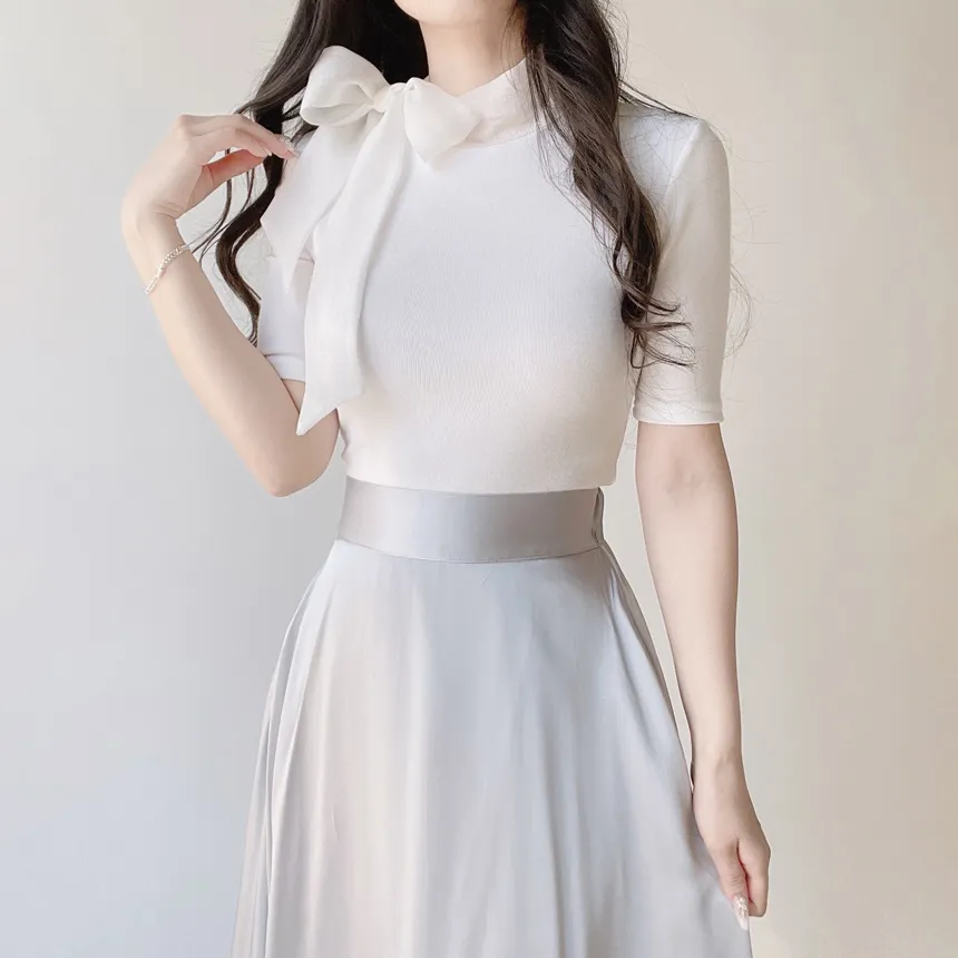 オーガンジーフレアロングサイドジップバックゴムスカート | mirangmirang | 詳細画像23