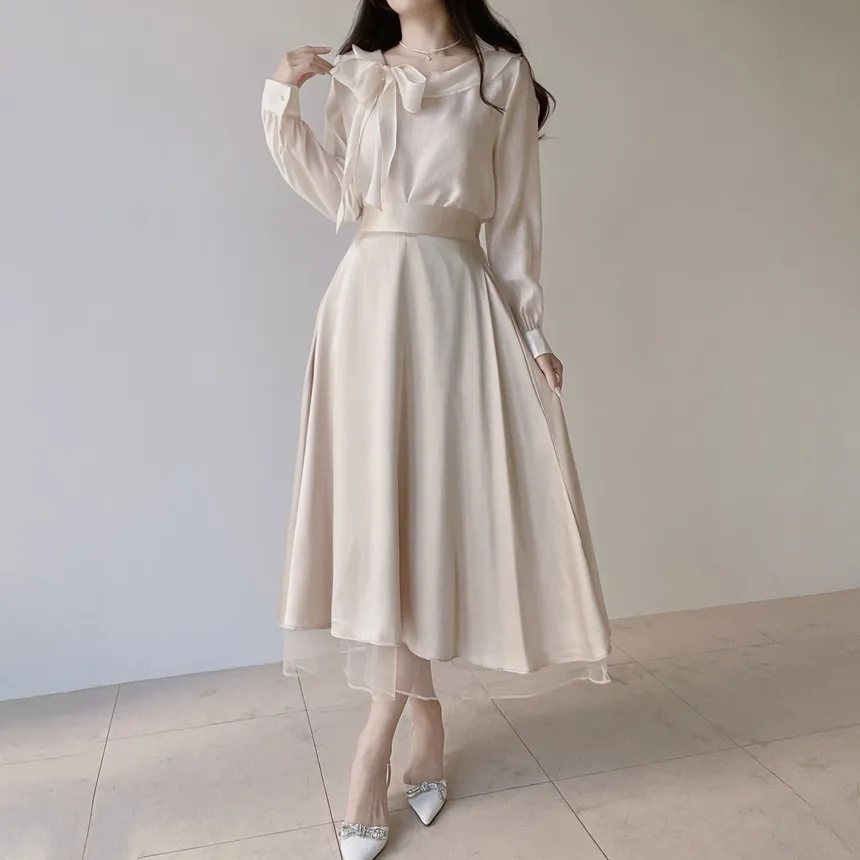 オーガンジーフレアロングサイドジップバックゴムスカート | mirangmirang | 詳細画像27