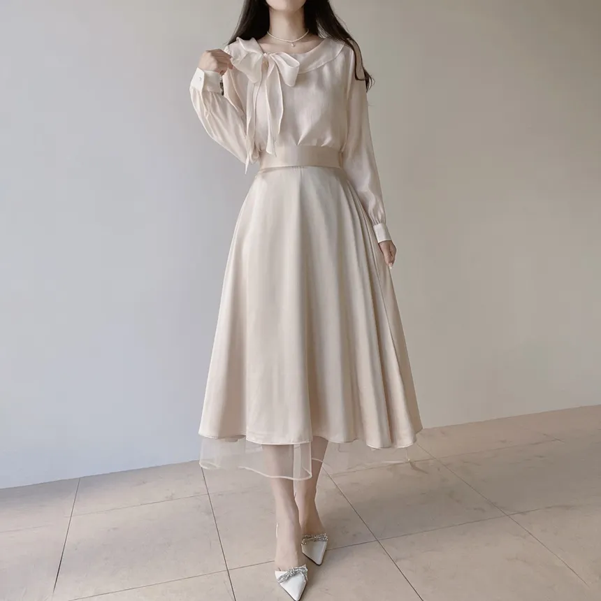 オーガンジーフレアロングサイドジップバックゴムスカート | mirangmirang | 詳細画像36