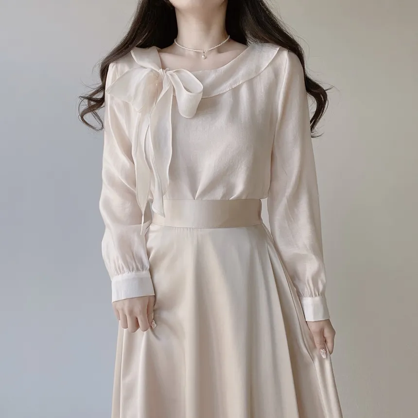 オーガンジーフレアロングサイドジップバックゴムスカート | mirangmirang | 詳細画像38