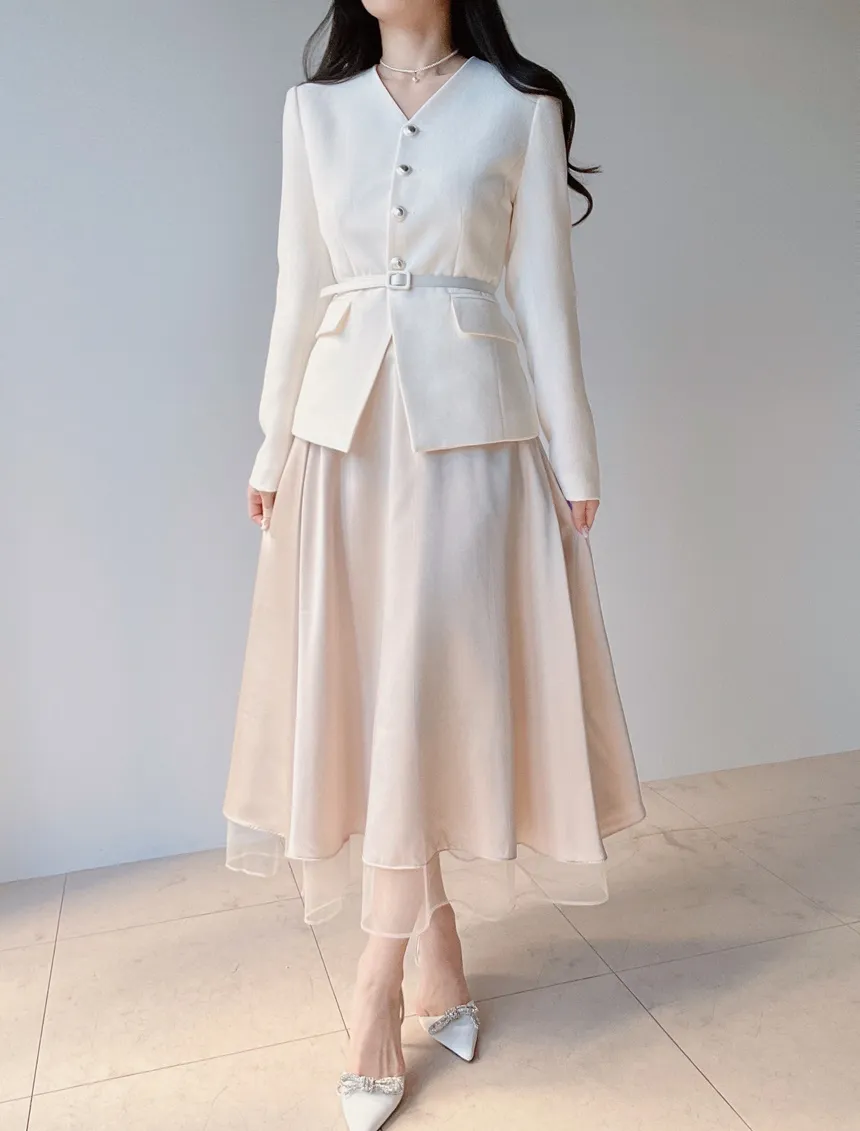 オーガンジーフレアロングサイドジップバックゴムスカート | mirangmirang | 詳細画像40