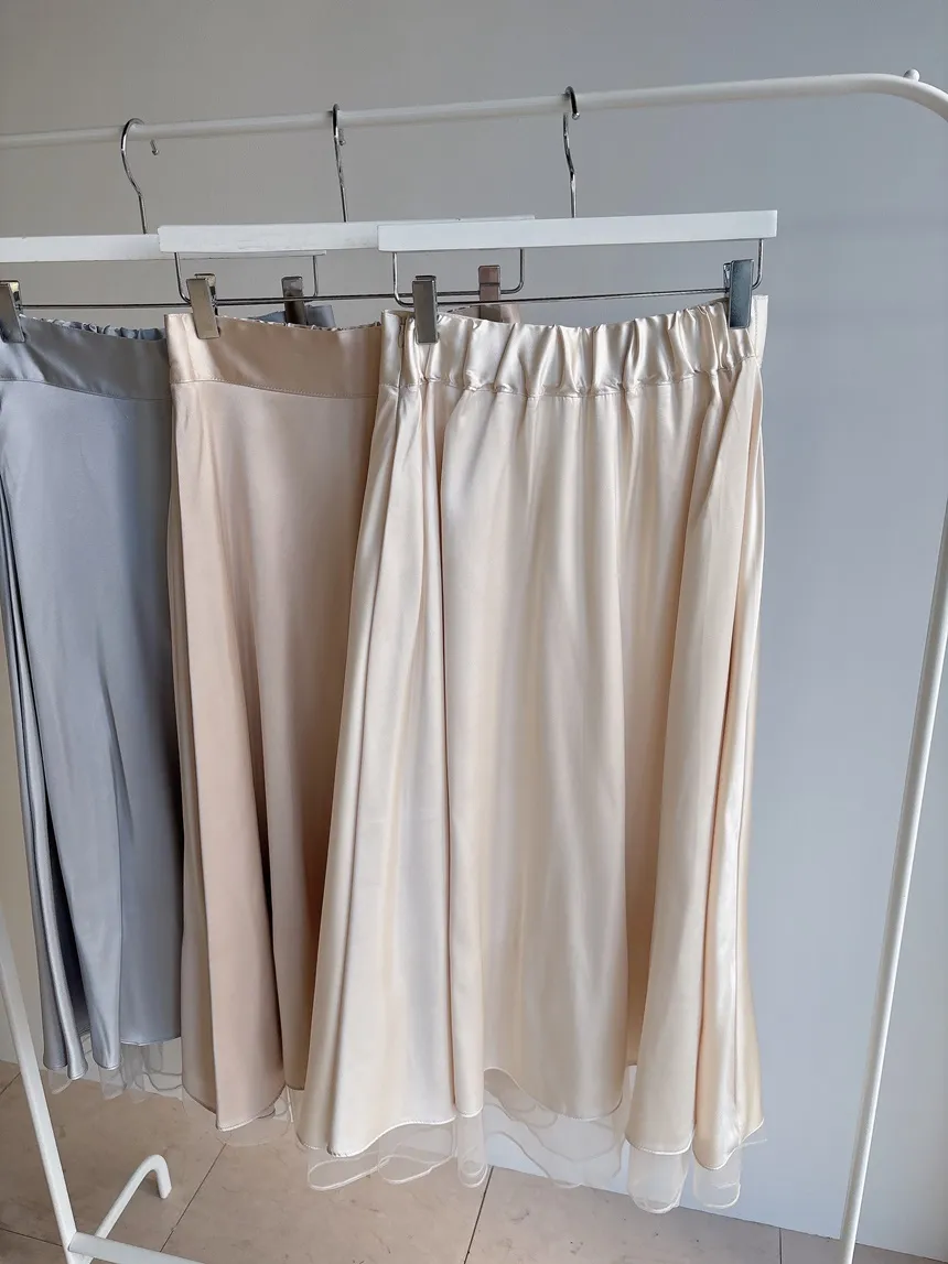 オーガンジーフレアロングサイドジップバックゴムスカート | mirangmirang | 詳細画像49