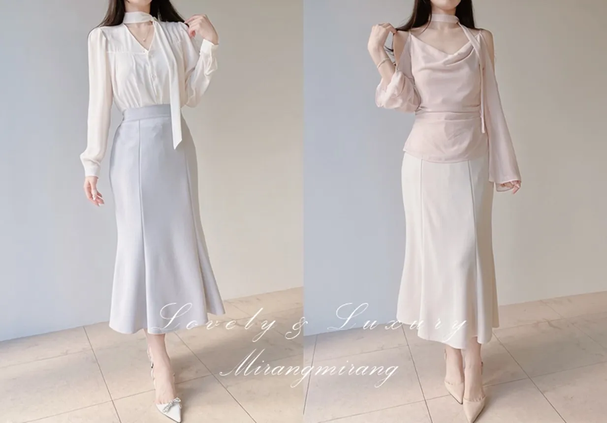 ロングマーメイドバックゴムスカート | mirangmirang | 詳細画像1