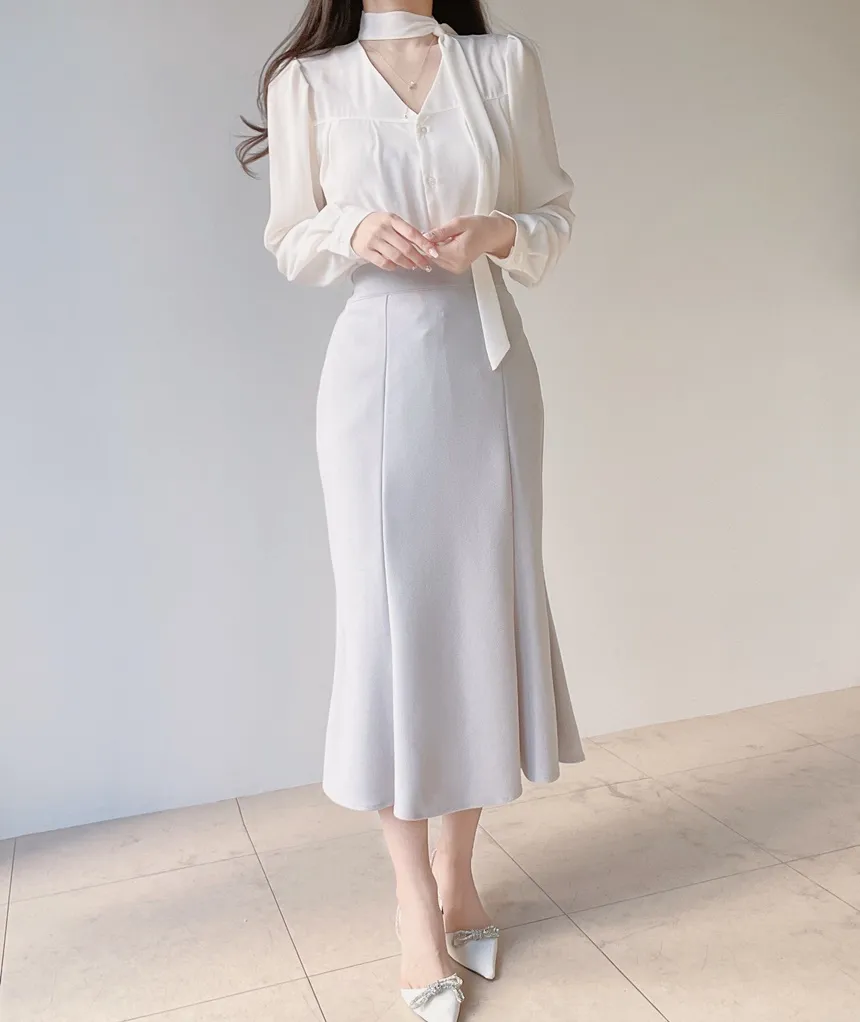 ロングマーメイドバックゴムスカート | mirangmirang | 詳細画像18