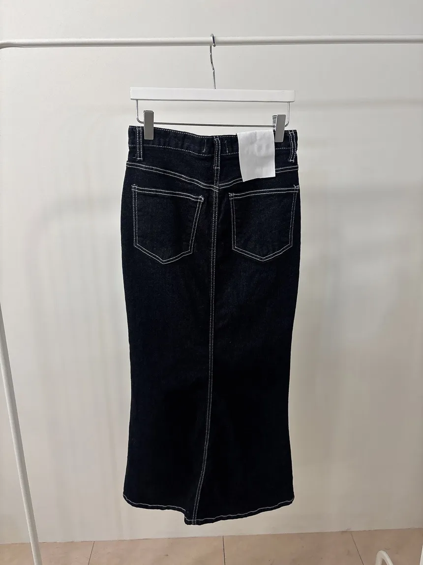 ノンウォッシュハイウエストマーメイドロングポケットステッチスリットデニムスカート | mirangmirang | 詳細画像15