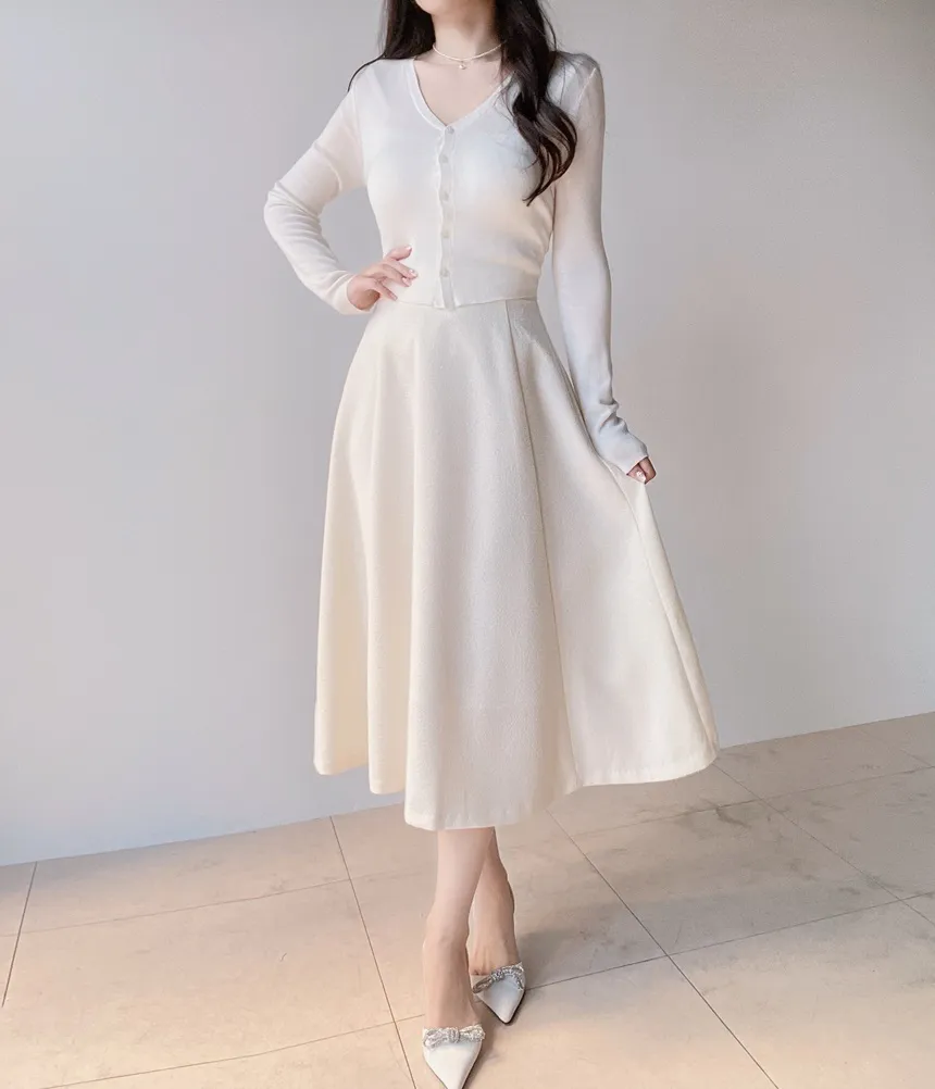 ツイードラウンドネックパール調ボタン肩パッドジャケットスカーフ付 | mirangmirang | 詳細画像8