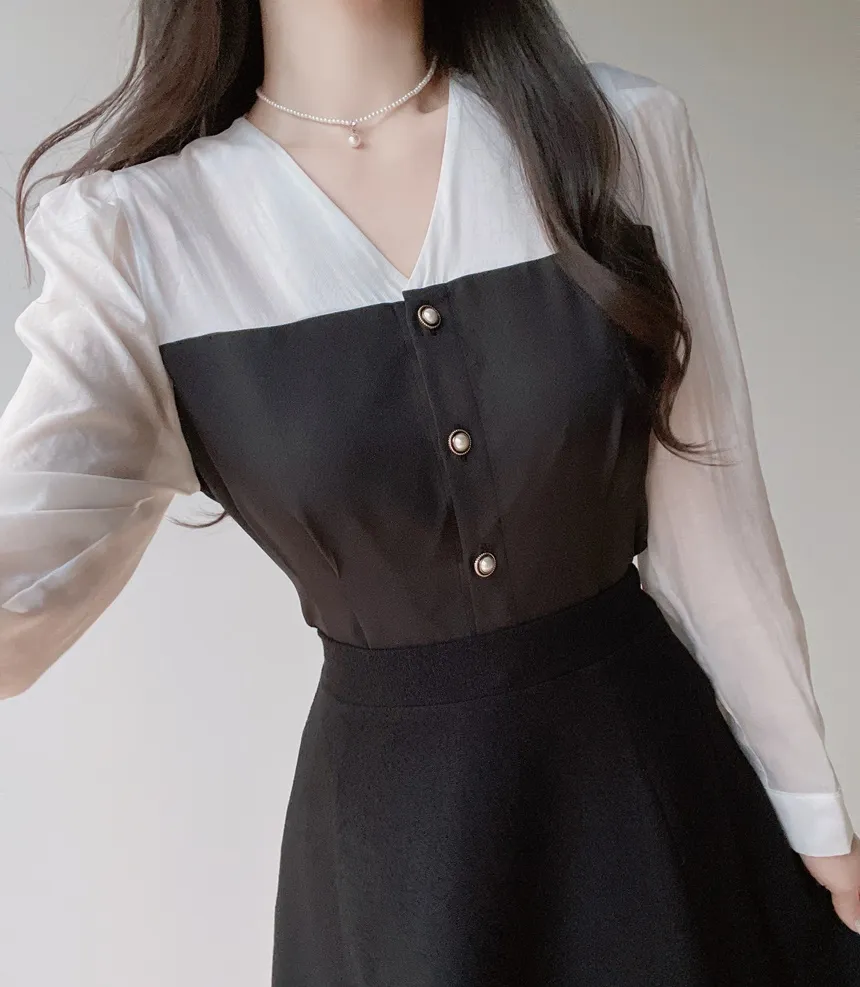 ツイードラウンドネックパール調ボタン肩パッドジャケットスカーフ付 | mirangmirang | 詳細画像61