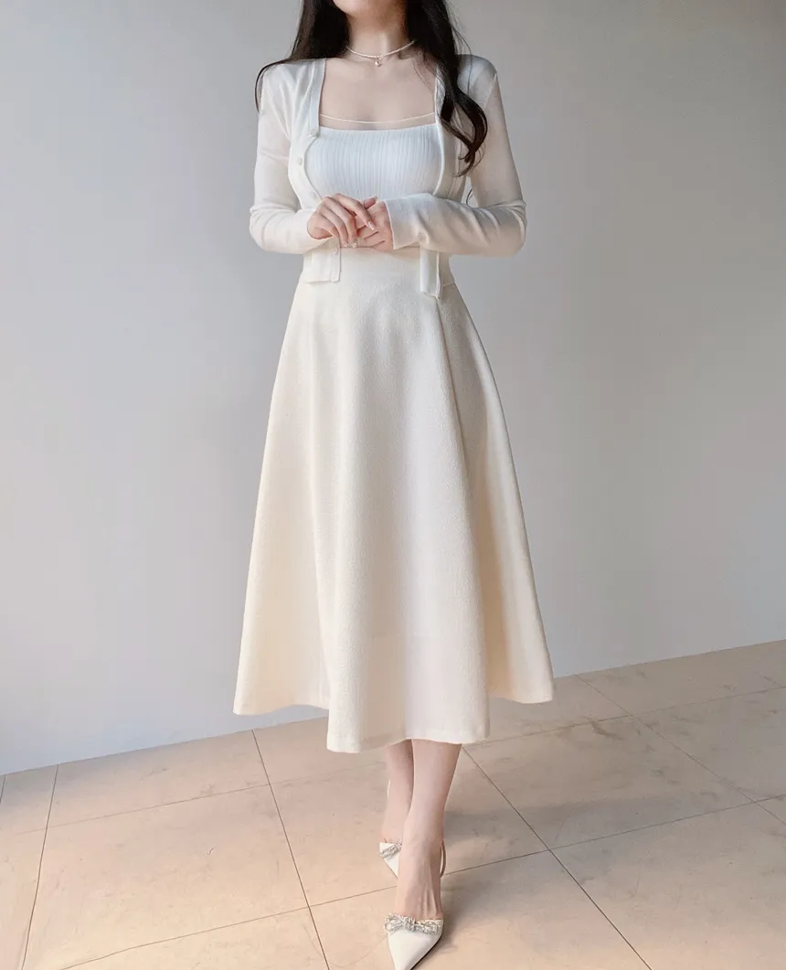 ツイードフレアバックゴムサイドジップミディスカート | mirangmirang | 詳細画像14