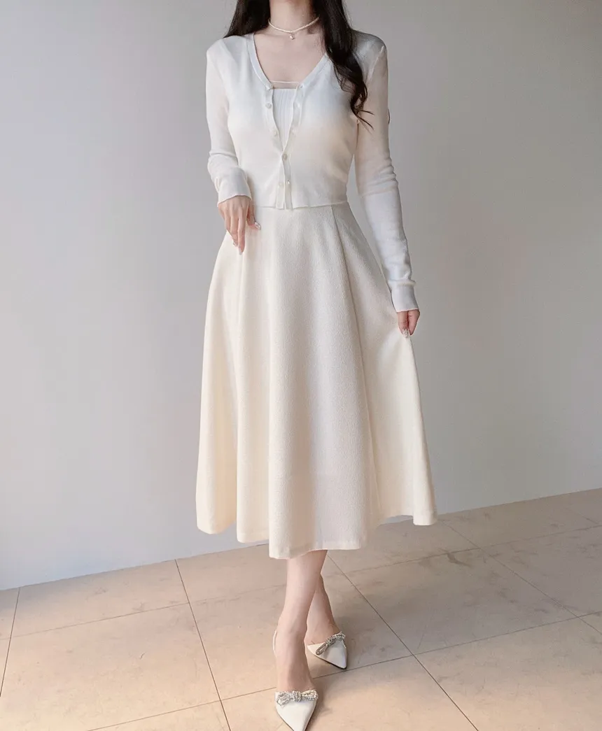 ツイードフレアバックゴムサイドジップミディスカート | mirangmirang | 詳細画像15