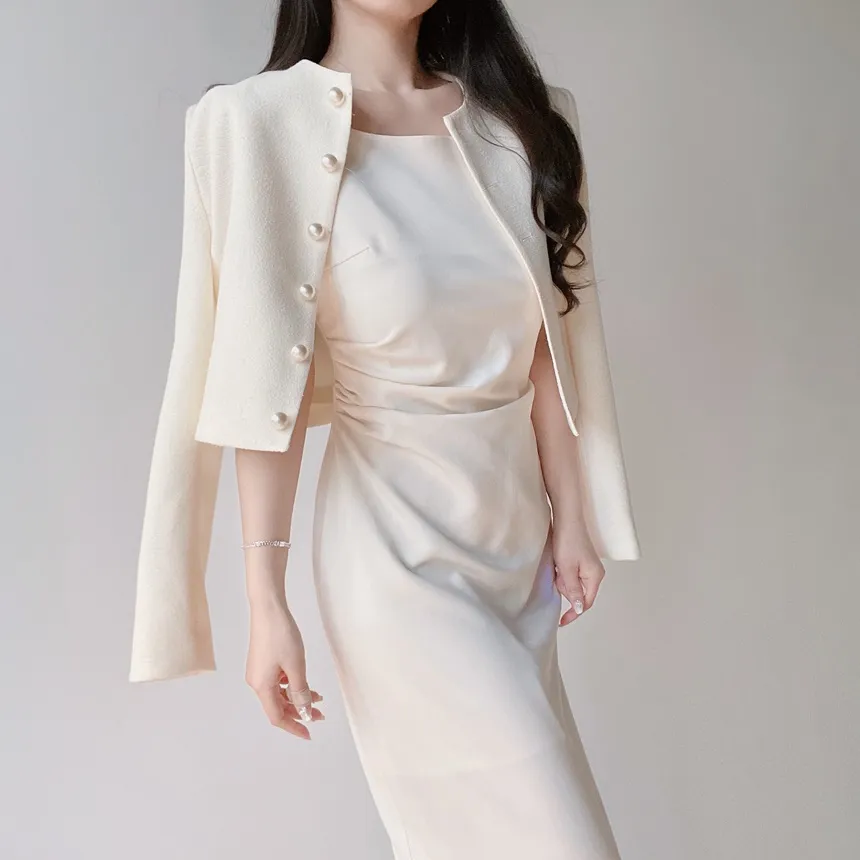 ツイードフレアバックゴムサイドジップミディスカート | mirangmirang | 詳細画像25