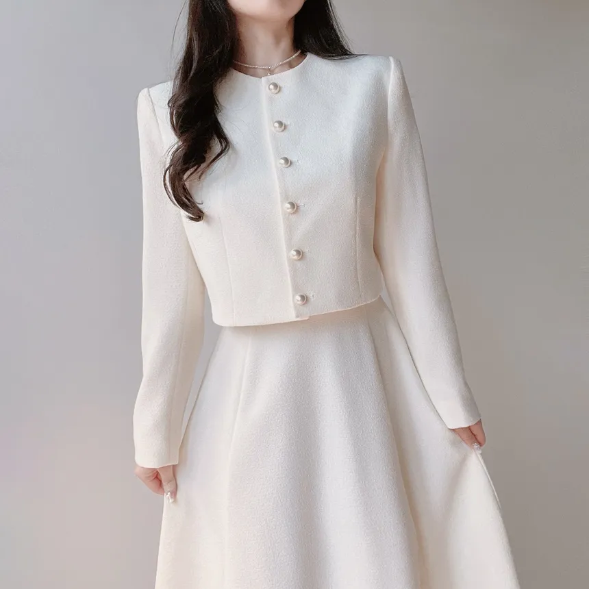 ツイードフレアバックゴムサイドジップミディスカート | mirangmirang | 詳細画像37