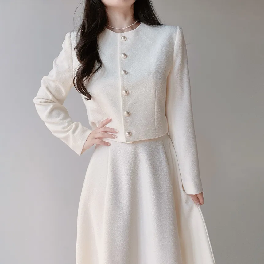 ツイードフレアバックゴムサイドジップミディスカート | mirangmirang | 詳細画像38