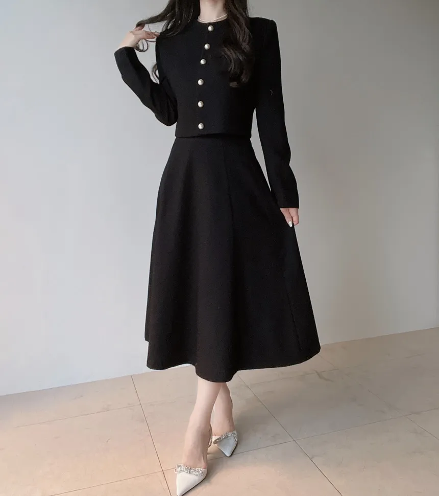 ツイードフレアバックゴムサイドジップミディスカート | mirangmirang | 詳細画像51