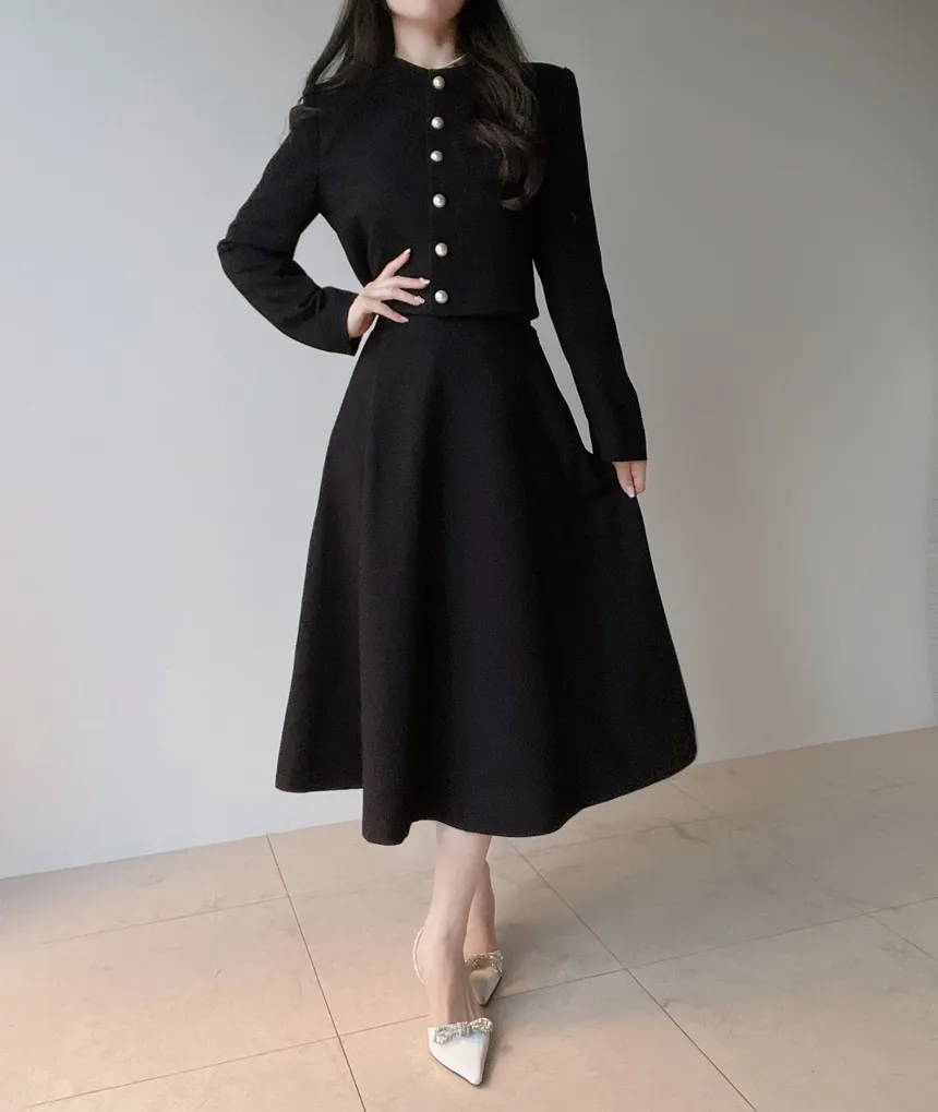 ツイードフレアバックゴムサイドジップミディスカート | mirangmirang | 詳細画像52