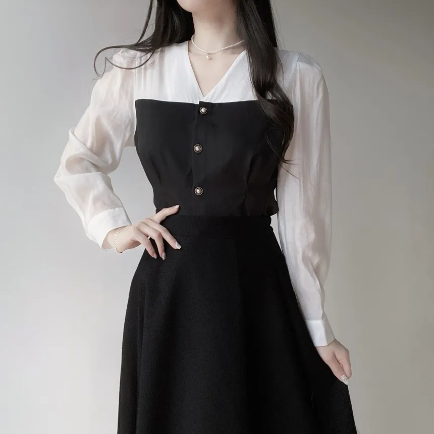 ツイードフレアバックゴムサイドジップミディスカート | mirangmirang | 詳細画像62