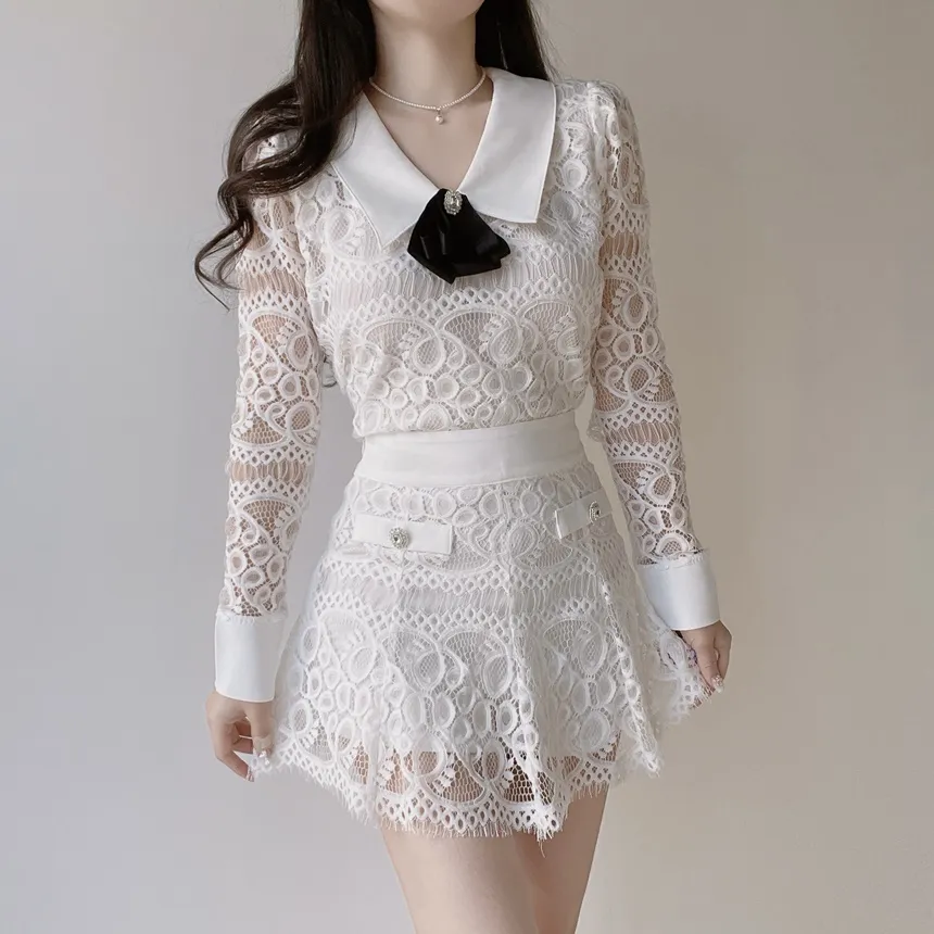 レースフェイクポケットミニフレアサイドジップスカート | mirangmirang | 詳細画像5