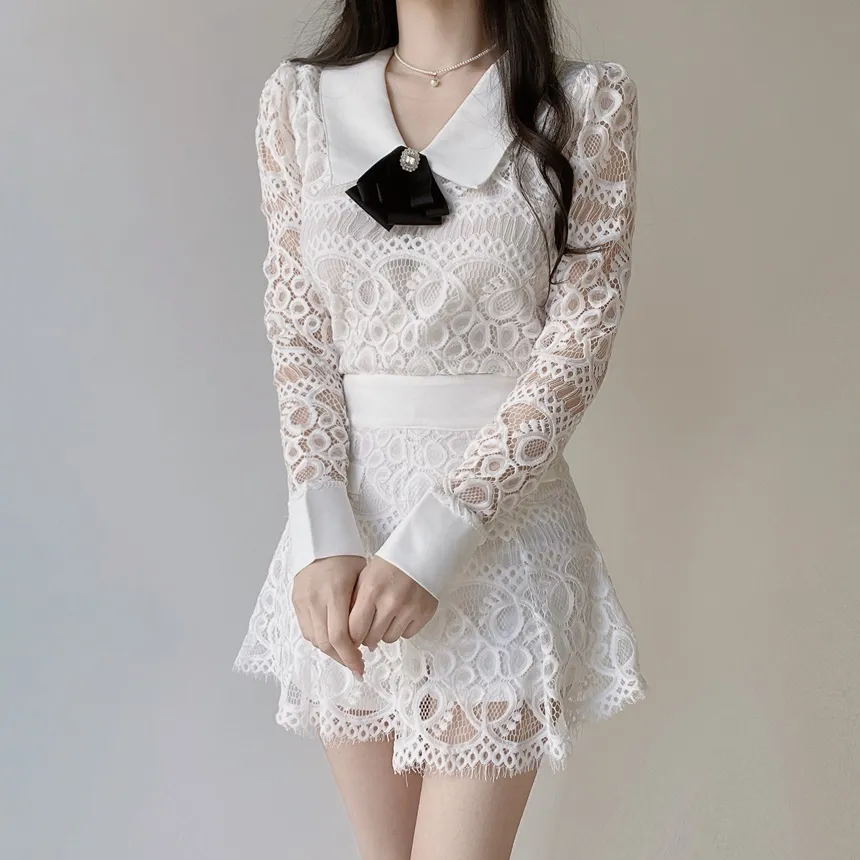 レースフェイクポケットミニフレアサイドジップスカート | mirangmirang | 詳細画像10