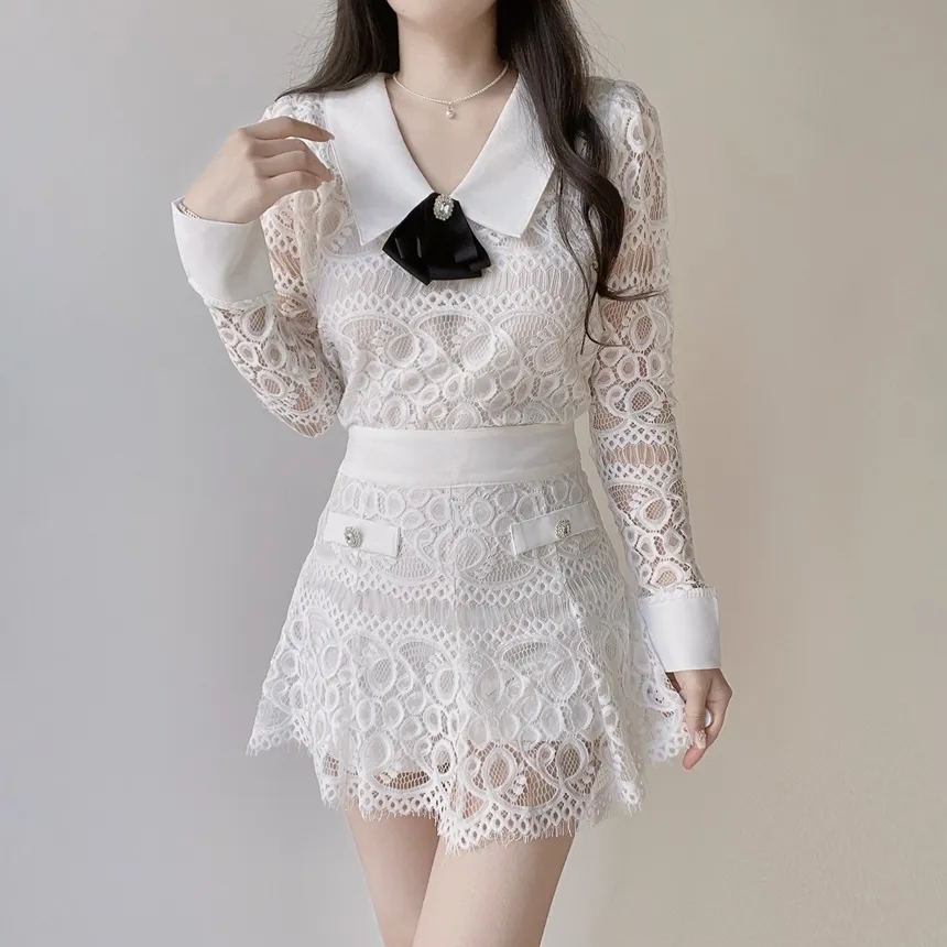 レースフェイクポケットミニフレアサイドジップスカート | mirangmirang | 詳細画像11