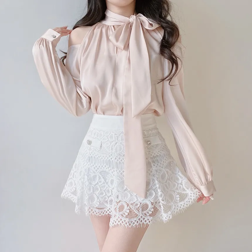 レースフェイクポケットミニフレアサイドジップスカート | mirangmirang | 詳細画像14