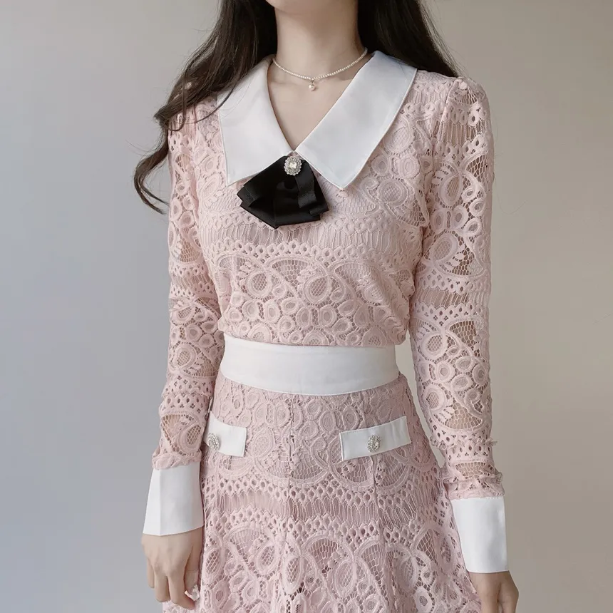 レースフェイクポケットミニフレアサイドジップスカート | mirangmirang | 詳細画像31