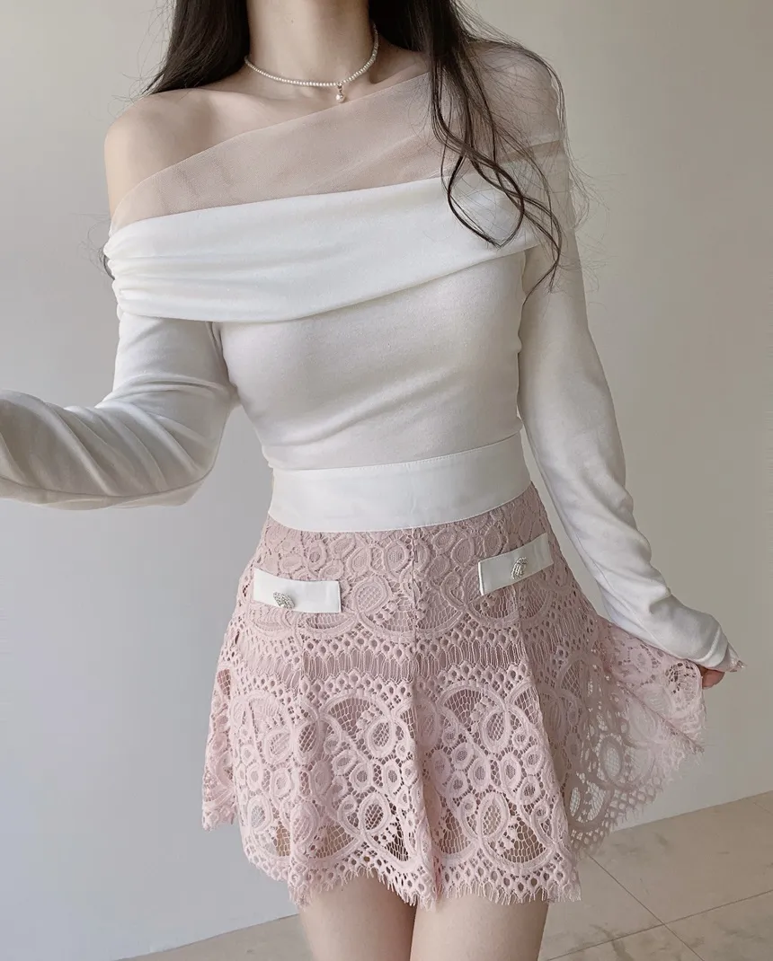 レースフェイクポケットミニフレアサイドジップスカート | mirangmirang | 詳細画像38