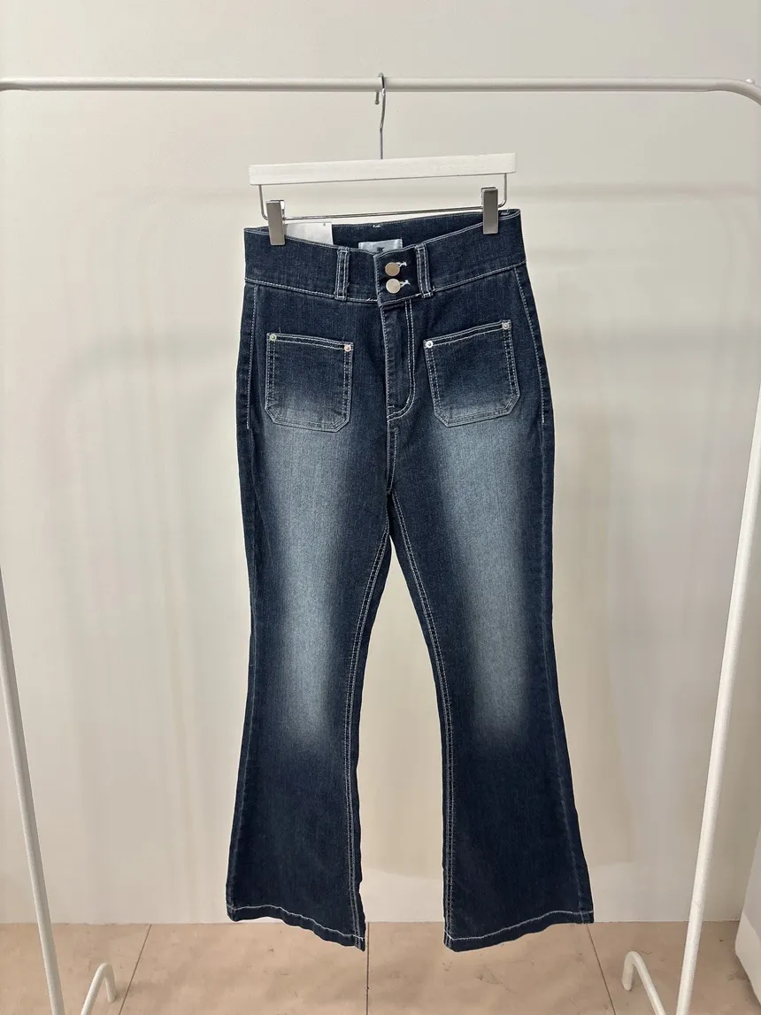 ハイウエストブーツカットウォッシングツーボタンポケットデニムパンツ | mirangmirang | 詳細画像29