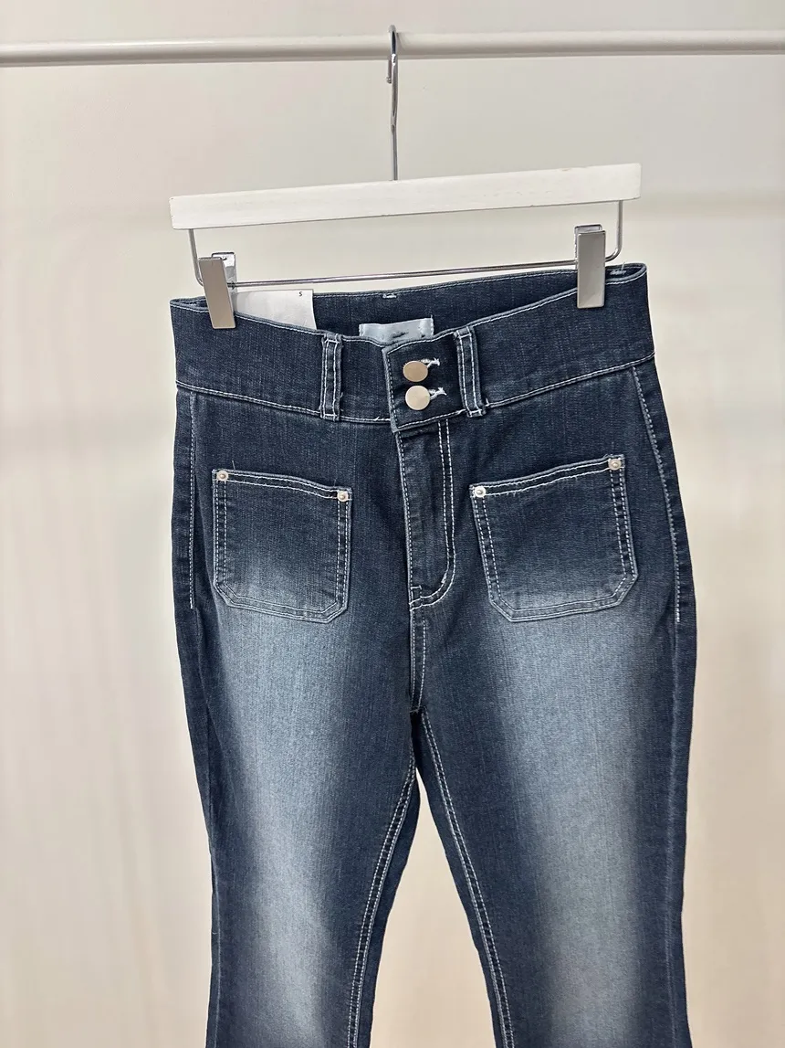 ハイウエストブーツカットウォッシングツーボタンポケットデニムパンツ | mirangmirang | 詳細画像30