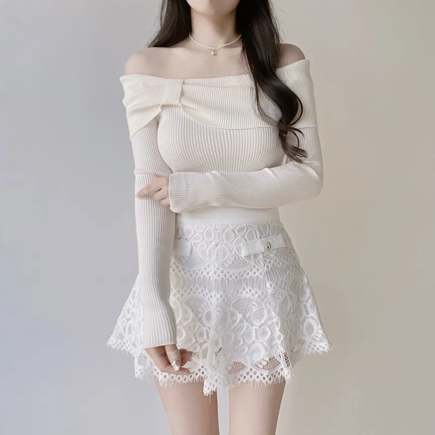 レースカラー長袖ブラウスブローチ付 | mirangmirang | 詳細画像11