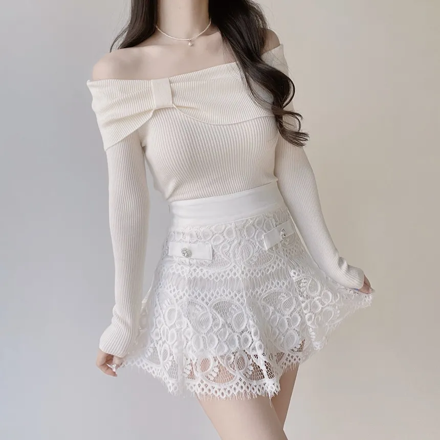 レースカラー長袖ブラウスブローチ付 | mirangmirang | 詳細画像13