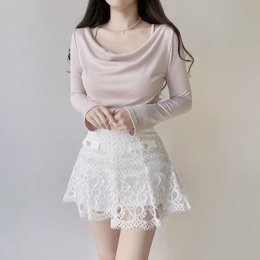 レースカラー長袖ブラウスブローチ付 | mirangmirang | 詳細画像16