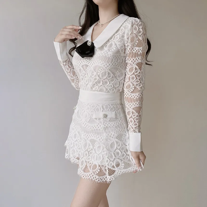 レースカラー長袖ブラウスブローチ付 | mirangmirang | 詳細画像19