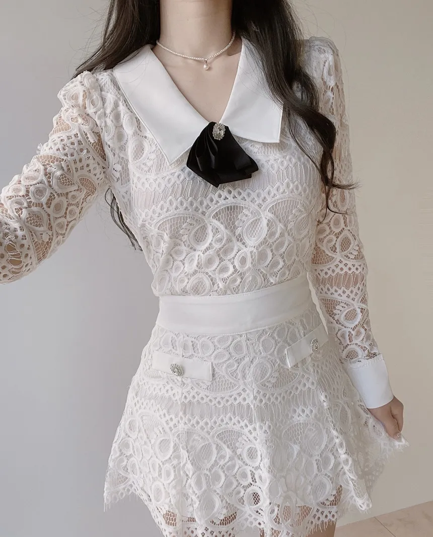 レースカラー長袖ブラウスブローチ付 | mirangmirang | 詳細画像21