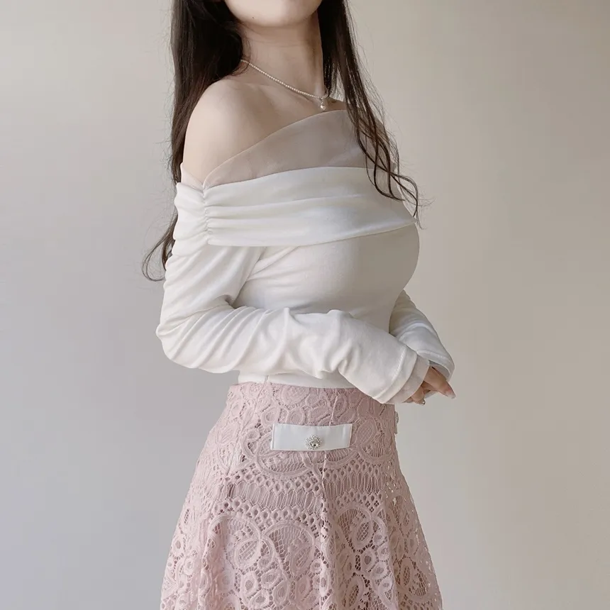 レースカラー長袖ブラウスブローチ付 | mirangmirang | 詳細画像32