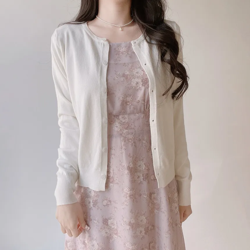 スクエアネックシャーリングパフスリーブロング長袖バックリボン小花柄ワンピース | mirangmirang | 詳細画像13