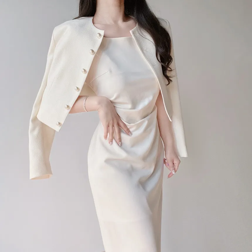 ロングシャーリングドレープノースリワンピース | mirangmirang | 詳細画像3