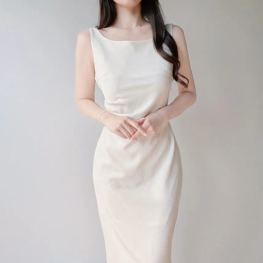 ロングシャーリングドレープノースリワンピース | mirangmirang | 詳細画像6