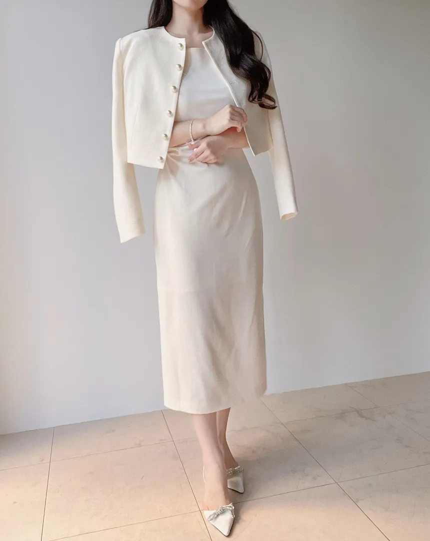 ロングシャーリングドレープノースリワンピース | mirangmirang | 詳細画像13