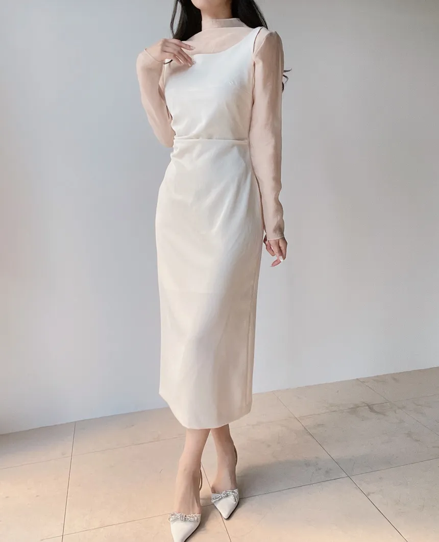 ロングシャーリングドレープノースリワンピース | mirangmirang | 詳細画像14