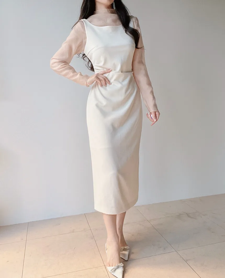 ロングシャーリングドレープノースリワンピース | mirangmirang | 詳細画像16