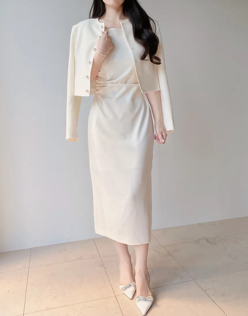 ロングシャーリングドレープノースリワンピース | mirangmirang | 詳細画像21