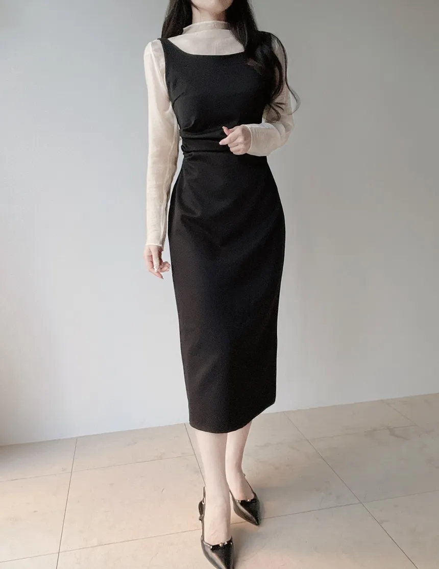 ロングシャーリングドレープノースリワンピース | mirangmirang | 詳細画像23