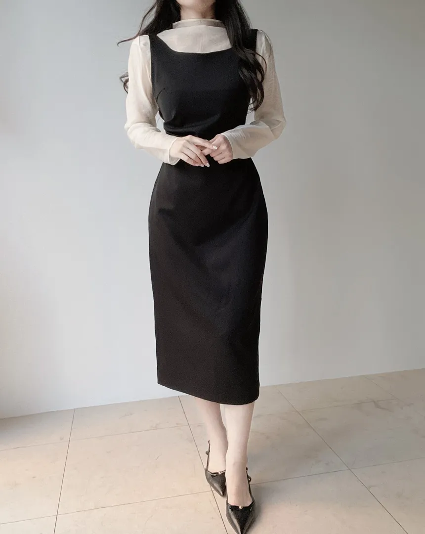 ロングシャーリングドレープノースリワンピース | mirangmirang | 詳細画像25