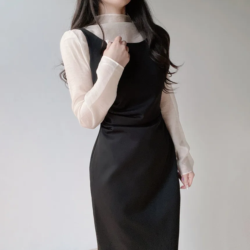 ロングシャーリングドレープノースリワンピース | mirangmirang | 詳細画像26