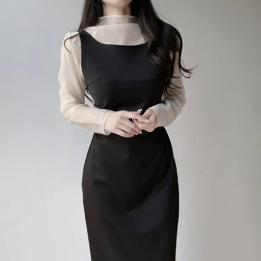 ロングシャーリングドレープノースリワンピース | mirangmirang | 詳細画像27