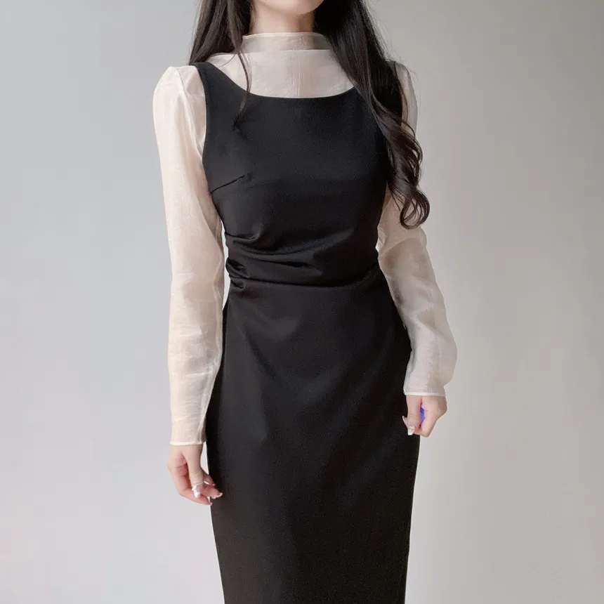 ロングシャーリングドレープノースリワンピース | mirangmirang | 詳細画像29