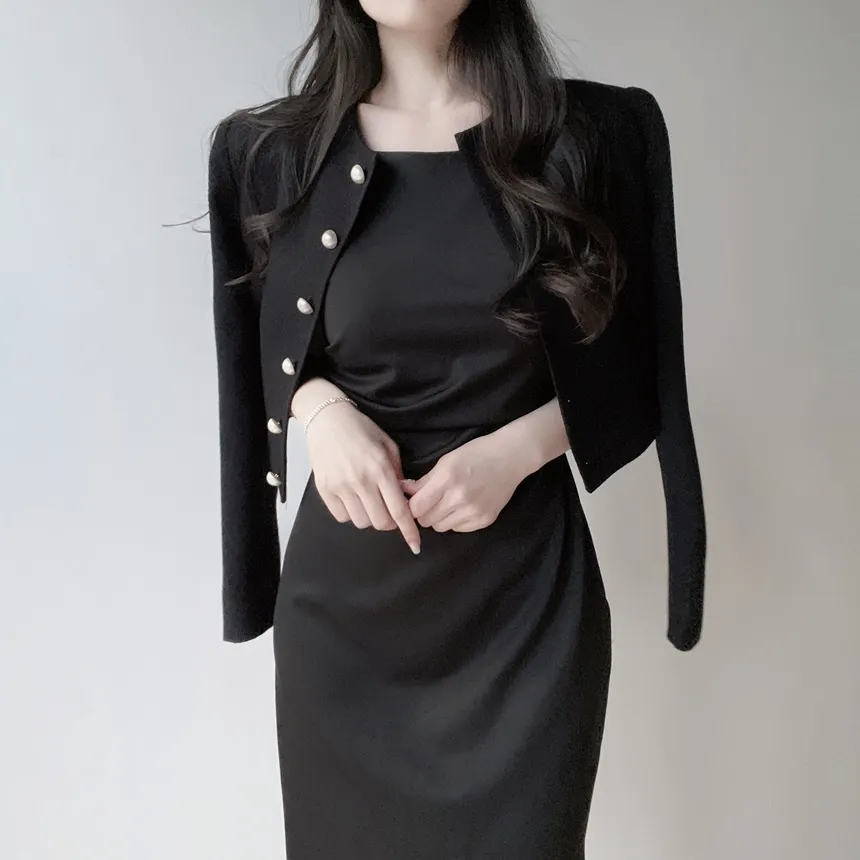 ロングシャーリングドレープノースリワンピース | mirangmirang | 詳細画像31