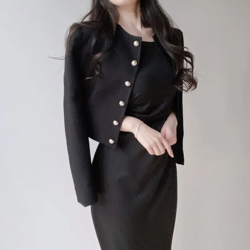 ロングシャーリングドレープノースリワンピース | mirangmirang | 詳細画像32