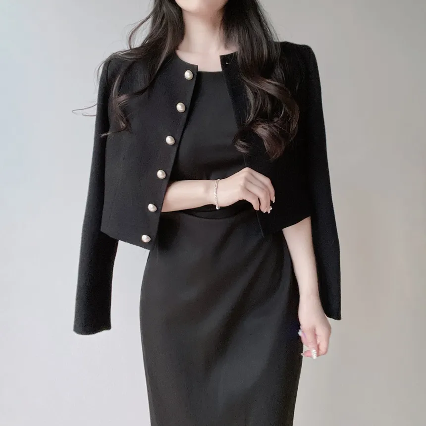 ロングシャーリングドレープノースリワンピース | mirangmirang | 詳細画像34