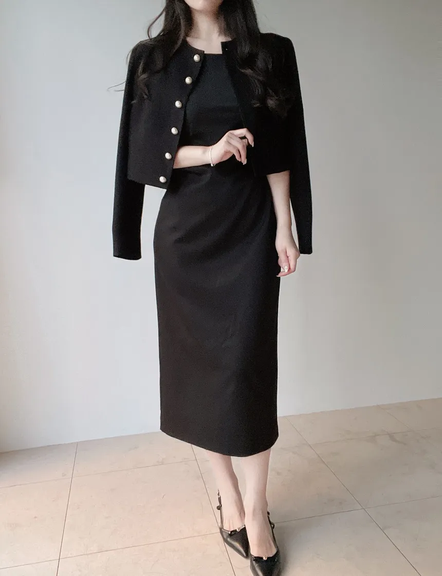 ロングシャーリングドレープノースリワンピース | mirangmirang | 詳細画像35