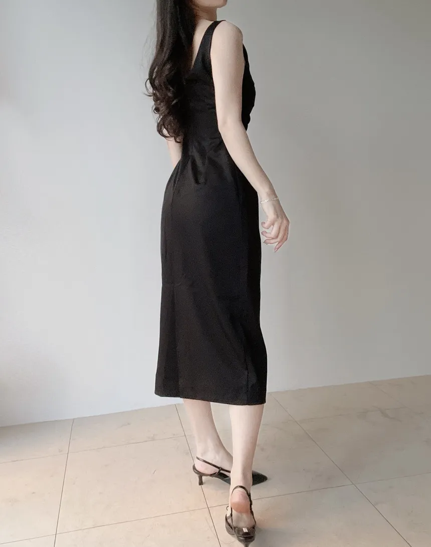 ロングシャーリングドレープノースリワンピース | mirangmirang | 詳細画像39